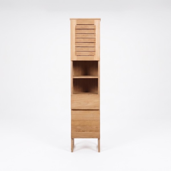 Badezimmer-Hochschrank aus Massivholz - Mentari