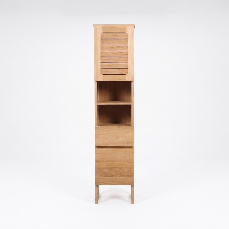 Badezimmer-Hochschrank aus Massivholz - Mentari