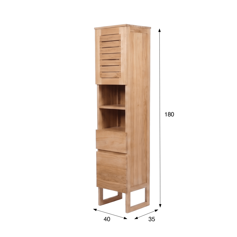 Badezimmer-Hochschrank aus Massivholz - Mentari
