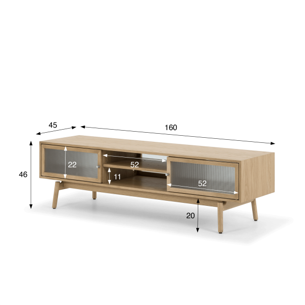 TV-Möbel aus natürlichem Eichenholz 160 cm - Elin
