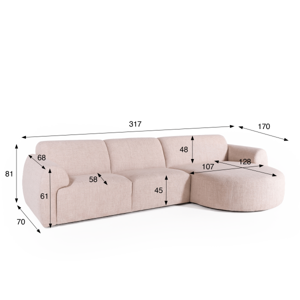 5-Sitzer-Ecksofa aus Stoff mit Recamiere rechts - Viana