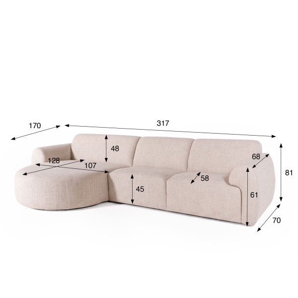 5-Sitzer-Ecksofa aus Stoff mit Recamiere links - Viana