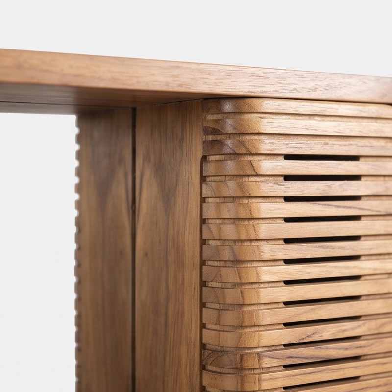 Badezimmer-Wandspiegel aus Teakholz mit Stauraum - Anika