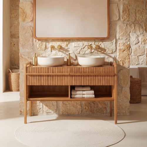 Badezimmermöbel aus massivem Teakholz mit Doppelwaschbecken 120 cm - Devika