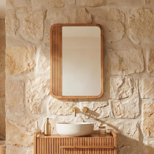 Badezimmerspiegel zur Wandmontage aus Teakholz - Amaya