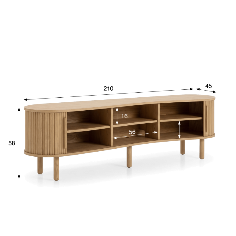 Design-TV-Möbel aus Eichenholz 210 cm - Noji
