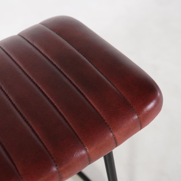 Beistellhocker aus braunem Leder - Scrambler