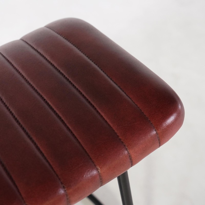 Beistellhocker aus braunem Leder - Scrambler
