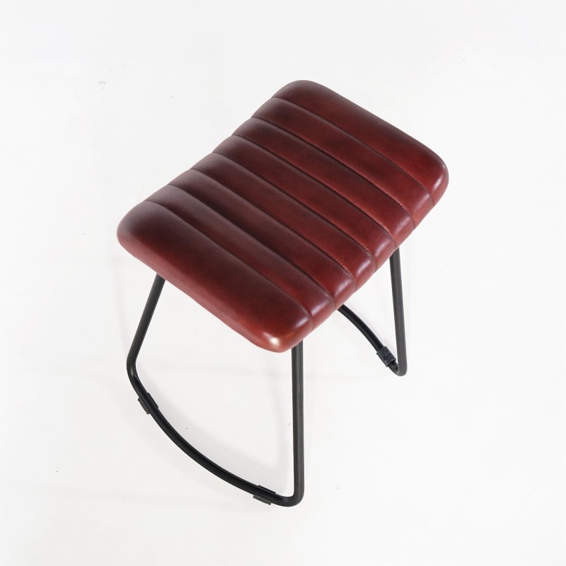 Beistellhocker aus braunem Leder - Scrambler