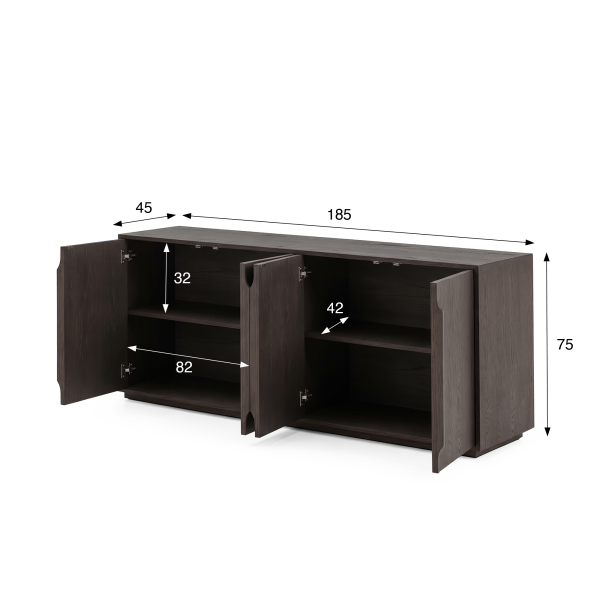 Sideboard aus dunklem Eichenholz 185 cm - Oria