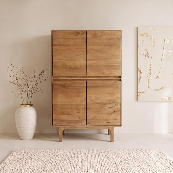 Stauraumschrank aus naturfarbenem Massivholz 90 cm - Ivar