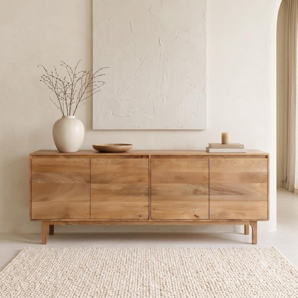 Sideboard aus naturfarbenem Massivholz 200 cm - Ivar