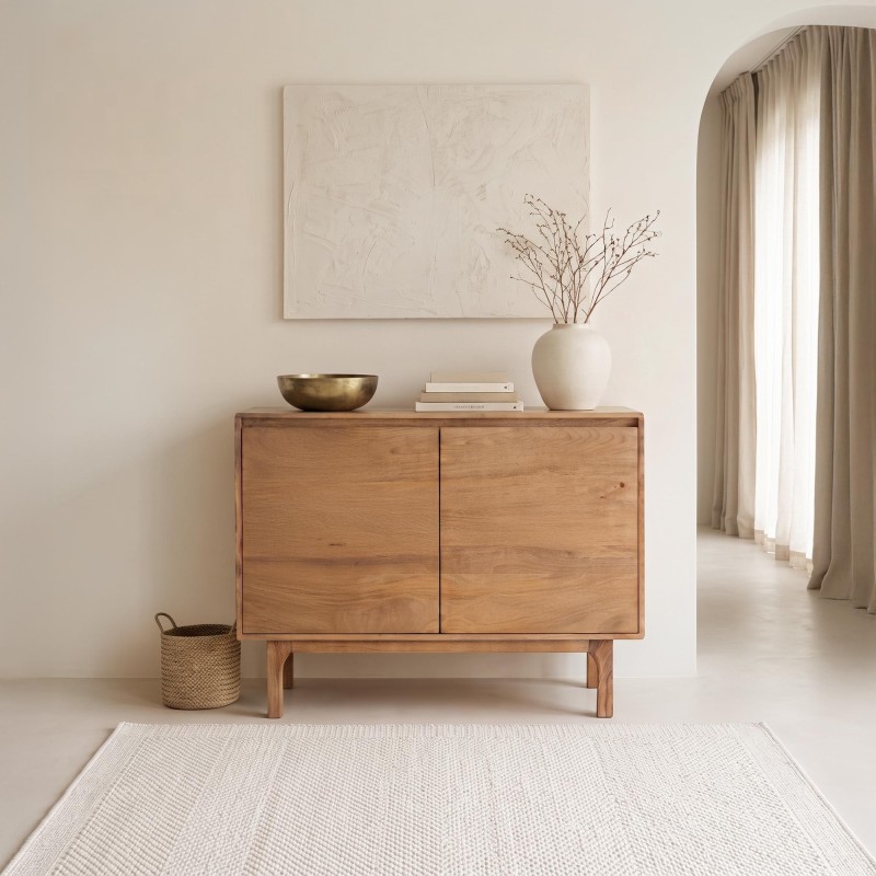 Sideboard aus naturfarbenem Massivholz 100 cm - Ivar
