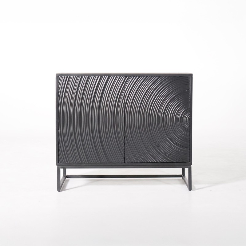 Modernes Designer-Sideboard aus schwarzem massivem Mangoholz - 85 cm - Radian