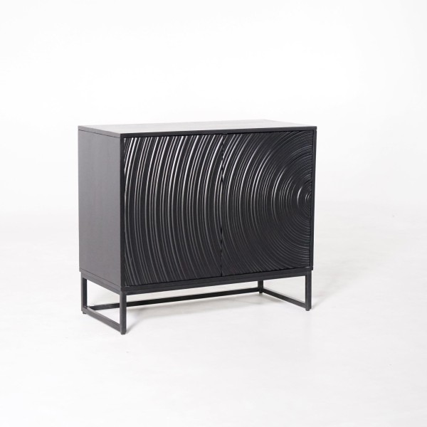 Modernes Designer-Sideboard aus schwarzem massivem Mangoholz - 85 cm - Radian