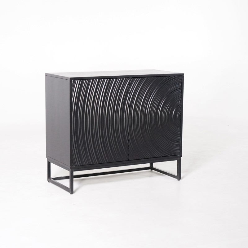 Modernes Designer-Sideboard aus schwarzem massivem Mangoholz - 85 cm - Radian