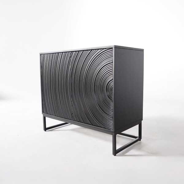 Modernes Designer-Sideboard aus schwarzem massivem Mangoholz - 85 cm - Radian