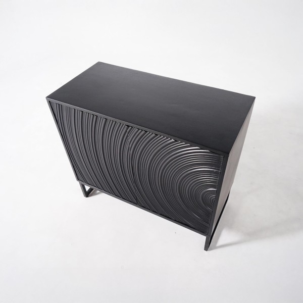 Modernes Designer-Sideboard aus schwarzem massivem Mangoholz - 85 cm - Radian