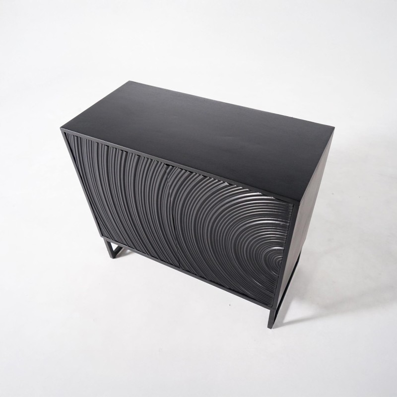 Modernes Designer-Sideboard aus schwarzem massivem Mangoholz - 85 cm - Radian