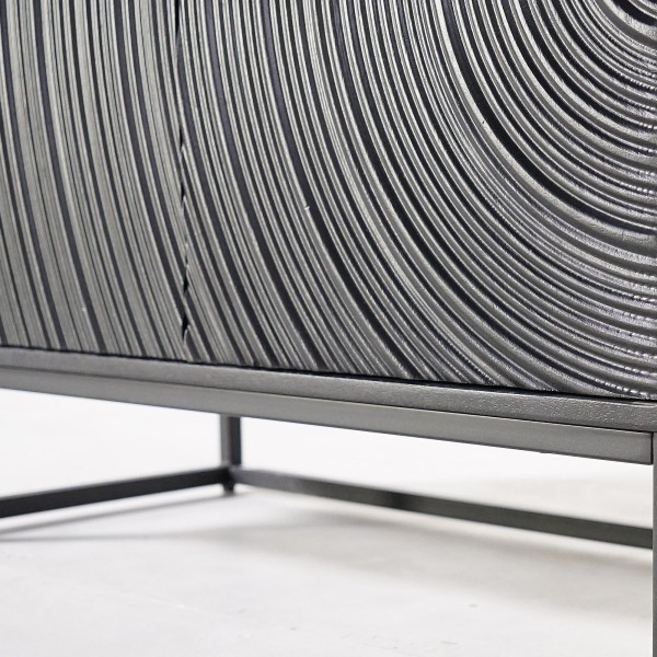 Modernes Designer-Sideboard aus schwarzem massivem Mangoholz - 85 cm - Radian