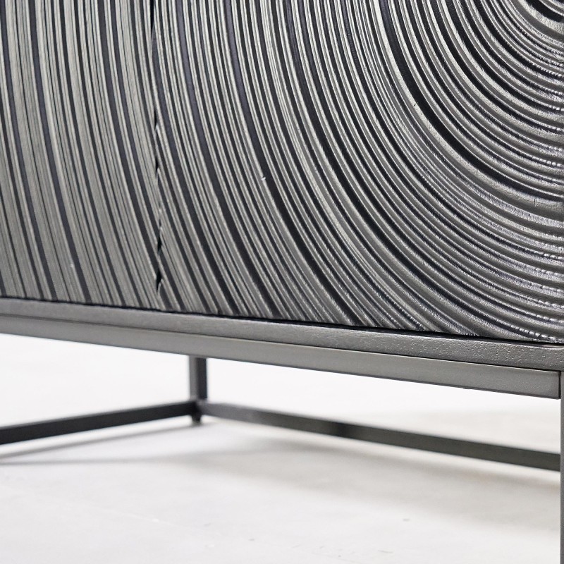 Modernes Designer-Sideboard aus schwarzem massivem Mangoholz - 85 cm - Radian