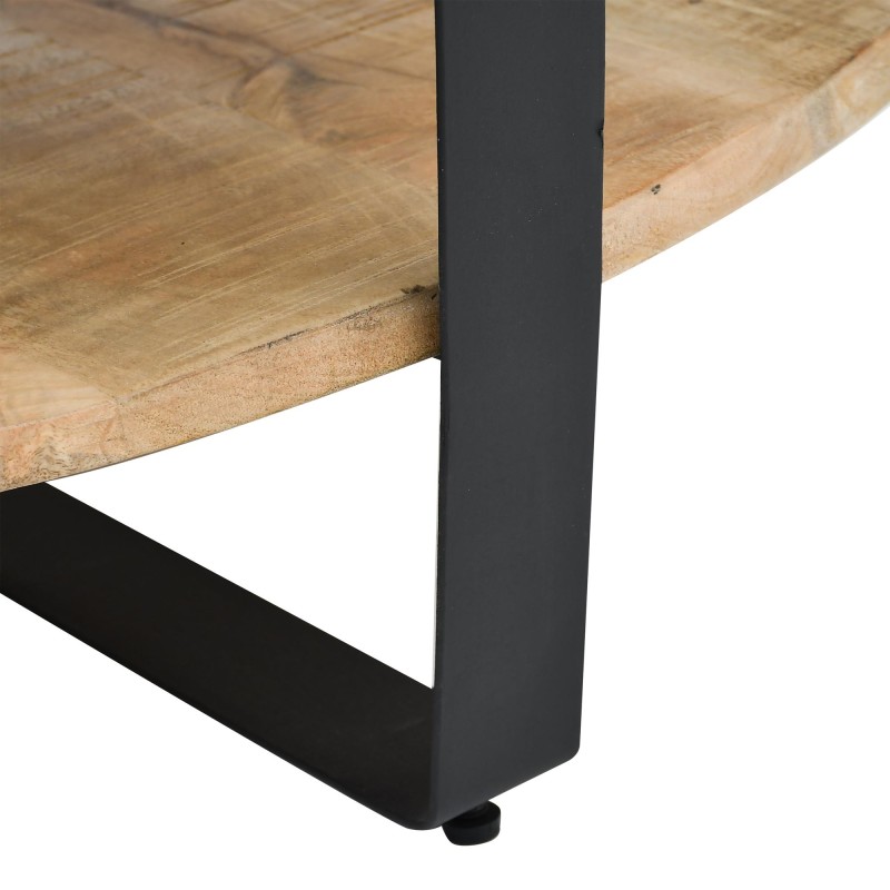 Runder Couchtisch aus Holz und Metall im Industrial-Stil - Hadley