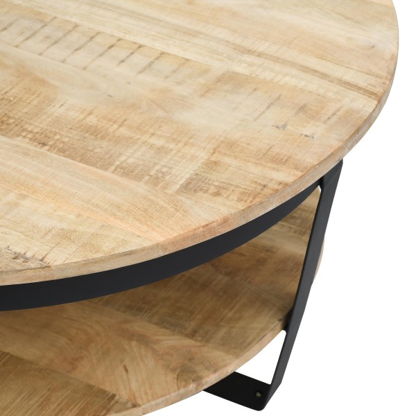 Runder Couchtisch aus Holz und Metall im Industrial-Stil - Hadley
