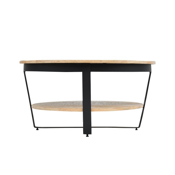 Runder Couchtisch aus Holz und Metall im Industrial-Stil - Hadley