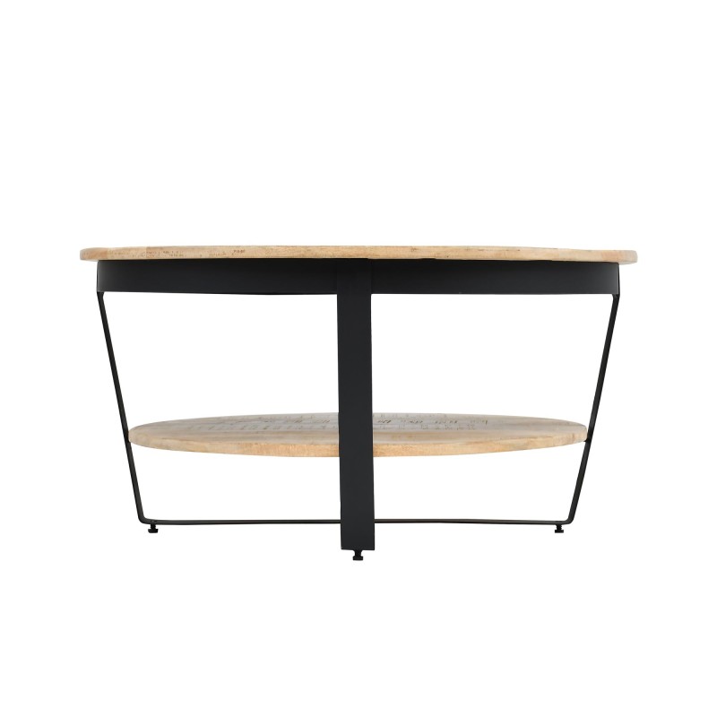 Runder Couchtisch aus Holz und Metall im Industrial-Stil - Hadley