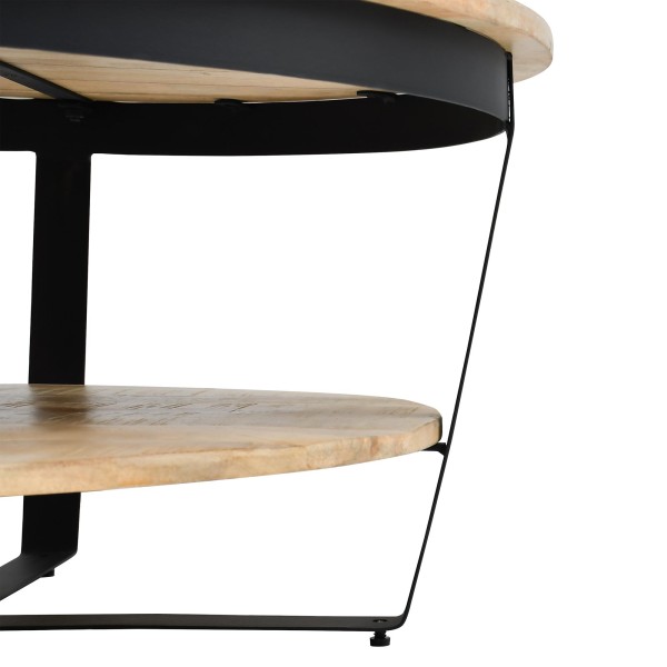 Runder Couchtisch aus Holz und Metall im Industrial-Stil - Hadley