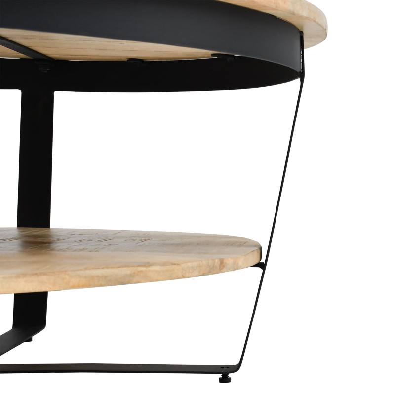 Runder Couchtisch aus Holz und Metall im Industrial-Stil - Hadley