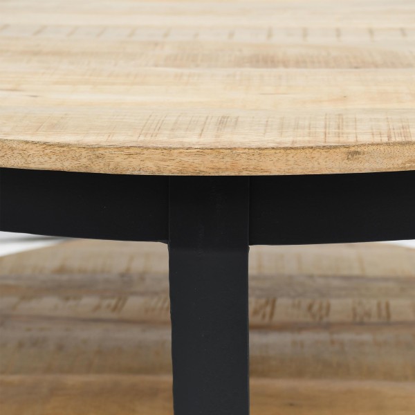 Runder Couchtisch aus Holz und Metall im Industrial-Stil - Hadley
