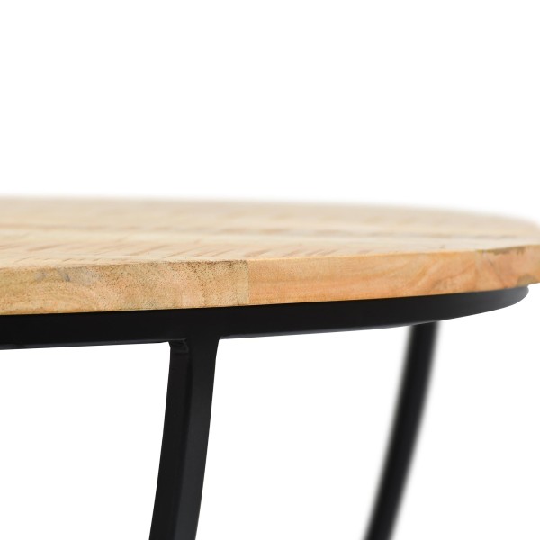 Runder Couchtisch aus Massivholz und schwarzem Metall - Corven