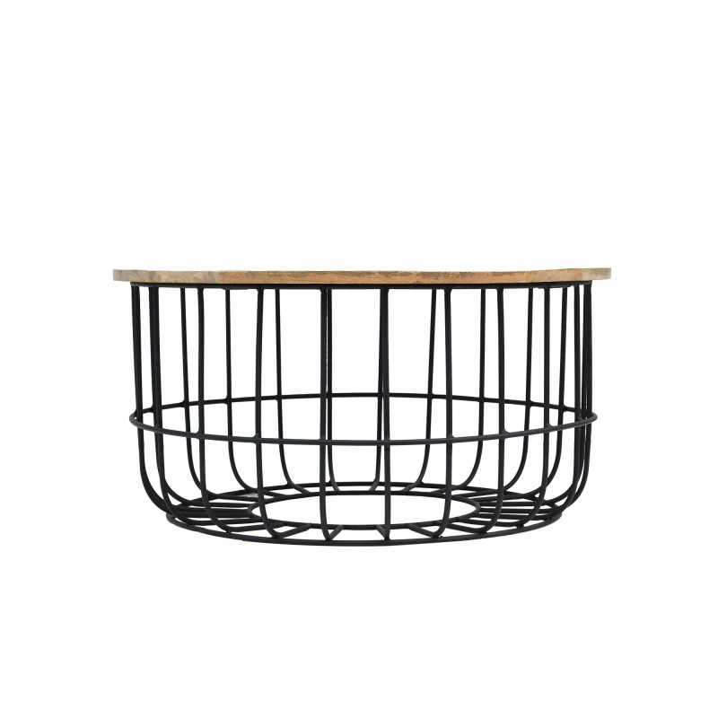 Runder Couchtisch aus Massivholz und schwarzem Metall - Orson