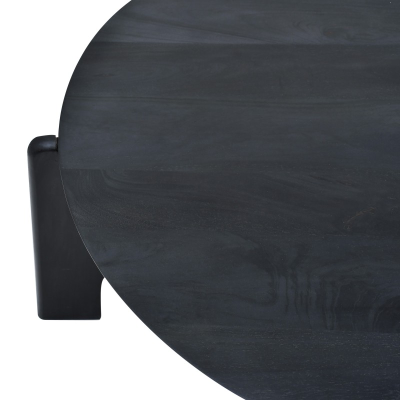Runder schwarzer Couchtisch aus Massivholz - Stellan