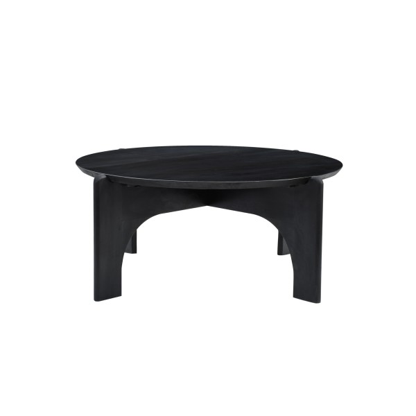 Runder schwarzer Couchtisch aus Massivholz - Stellan