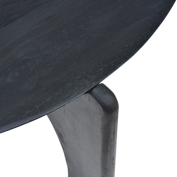Runder schwarzer Couchtisch aus Massivholz - Stellan