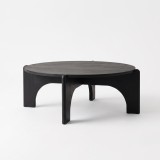 Runder schwarzer Couchtisch aus Massivholz - Stellan
