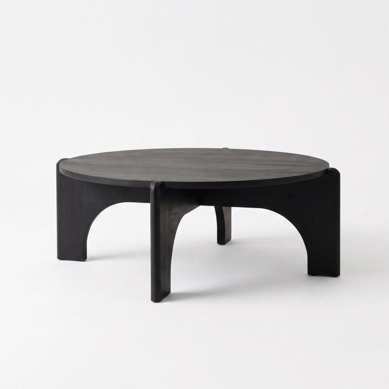 Runder schwarzer Couchtisch aus Massivholz - Stellan