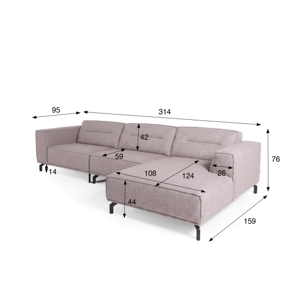5-Sitzer-Ecksofa aus Stoff mit Recamiere rechts - Zoya