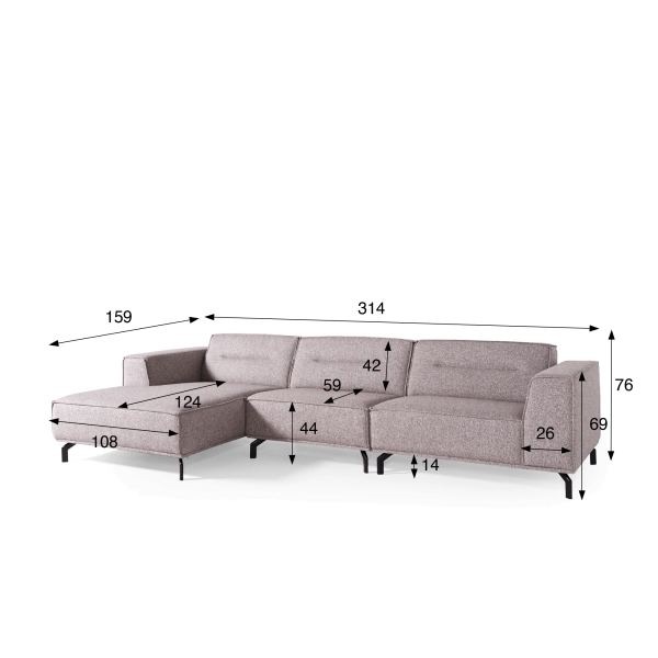 5-Sitzer-Ecksofa aus Stoff mit Recamiere links - Zoya