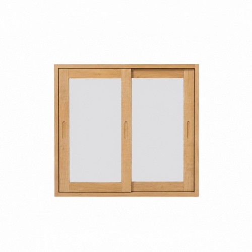 Badezimmerschrank 80 cm aus Massivholz mit Spiegel und Schiebetüren
