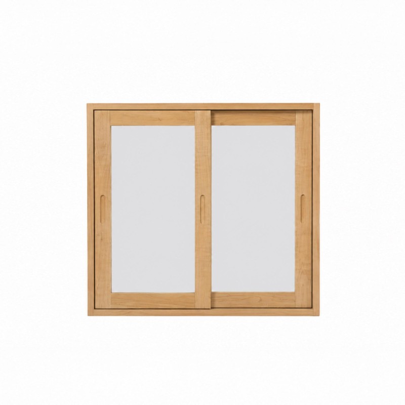 Badezimmerschrank 80 cm aus Massivholz mit Spiegel und Schiebetüren