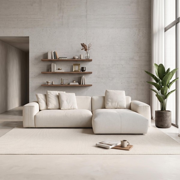 5-Sitzer-Ecksofa aus Stoff mit Recamiere rechts - Olya