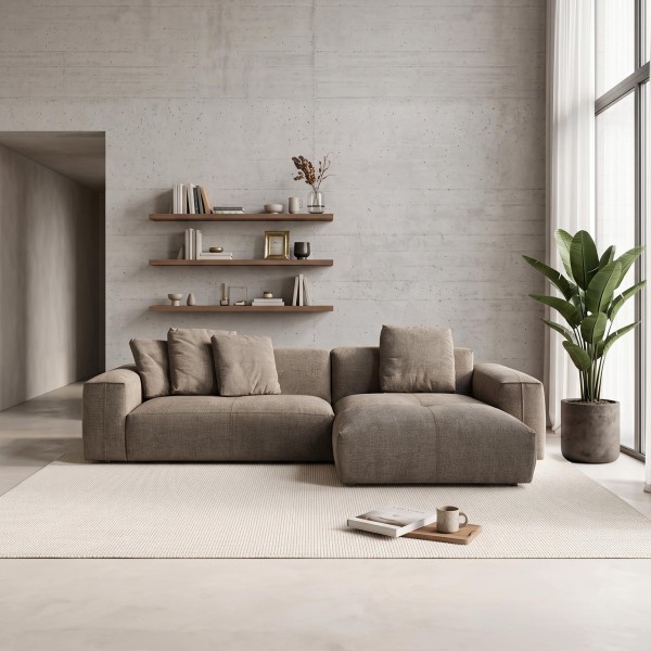 5-Sitzer-Ecksofa aus Stoff mit Recamiere rechts - Olya