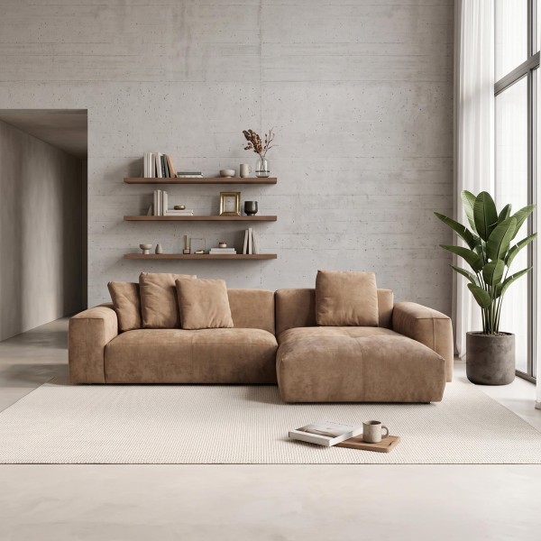 5-Sitzer-Ecksofa aus Stoff mit Recamiere rechts - Olya