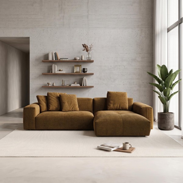 5-Sitzer-Ecksofa aus Stoff mit Recamiere rechts - Olya