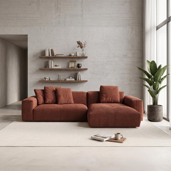 5-Sitzer-Ecksofa aus Stoff mit Recamiere rechts - Olya
