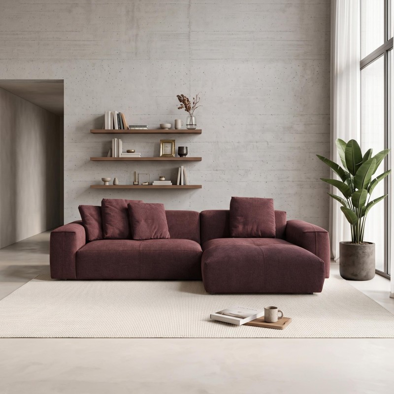 5-Sitzer-Ecksofa aus Stoff mit Recamiere rechts - Olya