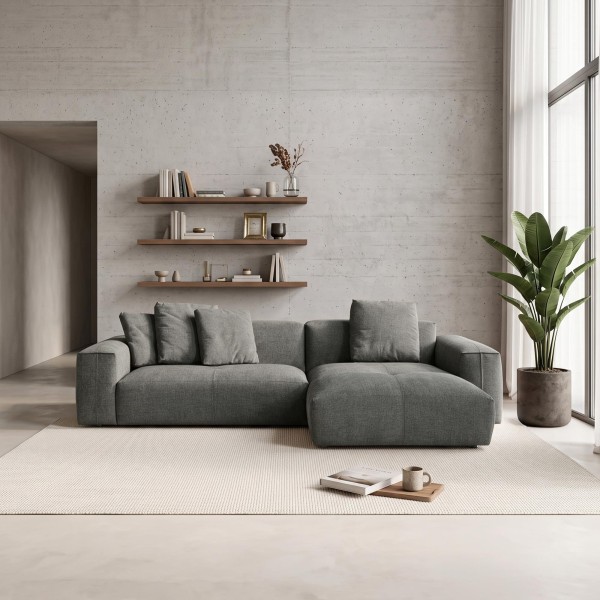 5-Sitzer-Ecksofa aus Stoff mit Recamiere rechts - Olya